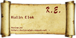 Kulin Elek névjegykártya